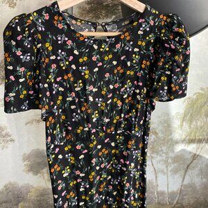 AFRM Black Floral Dress with Slit and Open Back - Size XS - Reformation Style